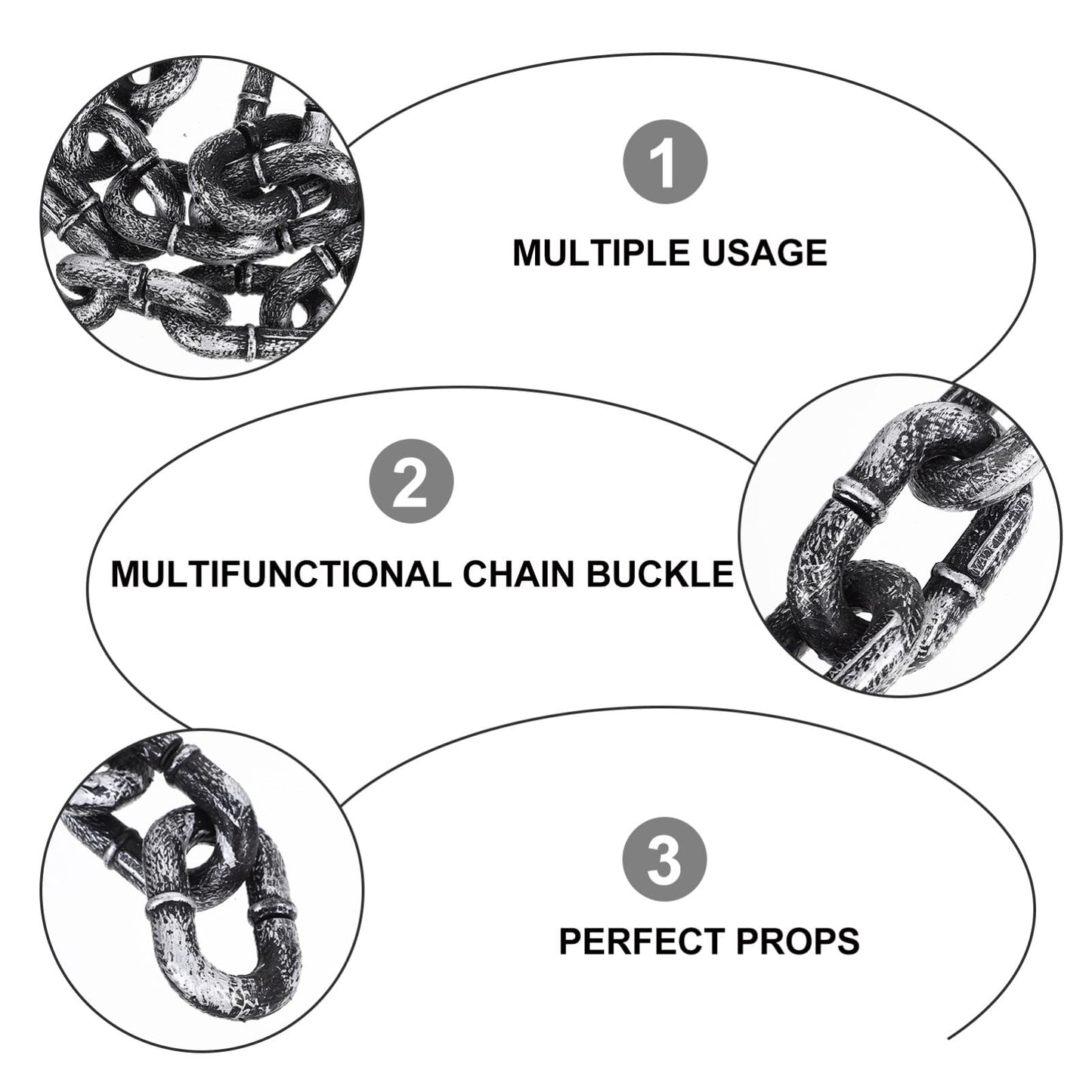 IMIKEYA Halloween Chains: 3.2 Feet Plastic Chains Props Costume Chain Halloween Decoration Prison Chain Cosplay Chain Links Halloween Props for Halloween Party Decorations