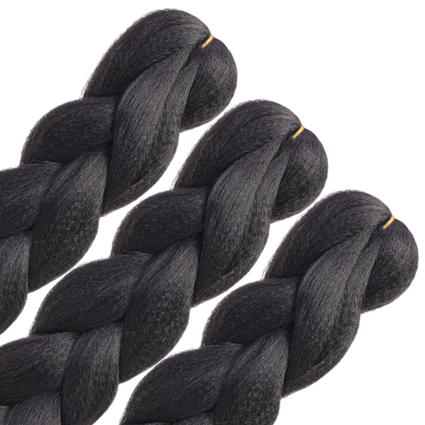 HAIRCUBE Black Braiding Hair 24 Inch 3 Packs Pre Stretched Box Braids Colorful Twist Braiding Hair Extensions Synthetic Crochet Braiding (Black)