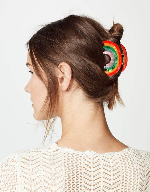 Rainbow Hair Claw Clip Non Slip 3inch Acrylic Acetate 90's Strong Hold Jaw Barrettes Cute for Women Girls Thin Thick Curly Hair Rainbow Pride Parade Accessory