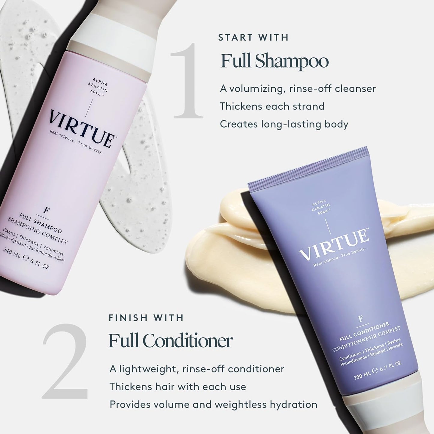 Virtue Full Volumizing Shampoo - Sulfate Free Formula for Thick, Color-Safe Hair Care