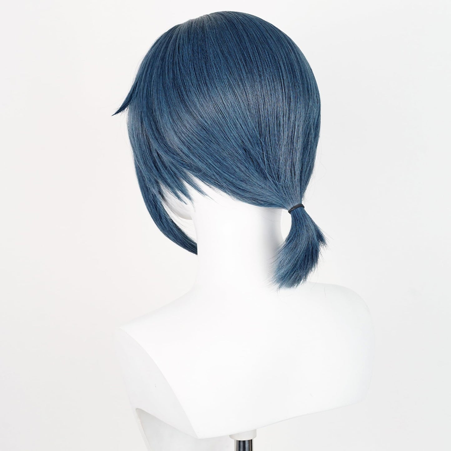 Genshin Impact Cosplay Wig for Xingqiu Bamboo Rain Anime Wigs Short Straight Blue Hair Synthetic Fabric with Bangs and Ponytail for Adult Comic Con, Cosplay Show, Halloween