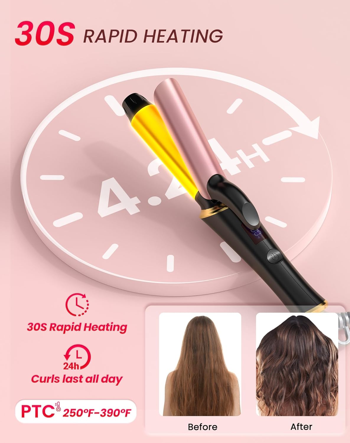 Ukliss Mini Curling Iron - Fast Heating 1-Inch Iron with Anti-Scald Tip & 5 Temp Settings | Perfect for Short Hair