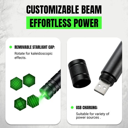HITEKK High Power Green Laser Pointer | Tactical Long Range Green Laser Pointer | Compact Tactical Lazer Pointer | Rechargeable Lazer Pointer and Carrying Case (X1)