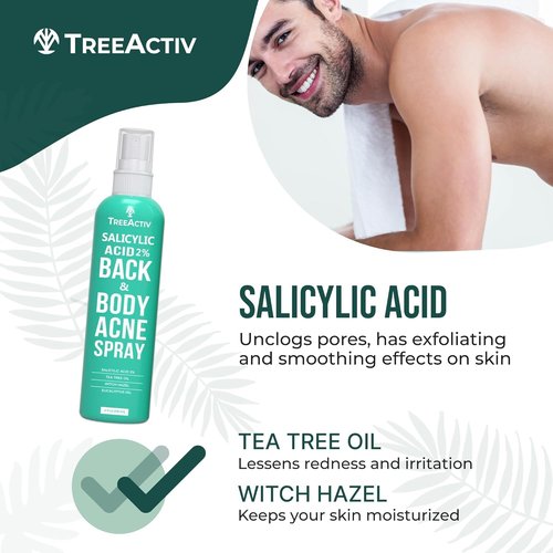 Back Acne Spray by [Brand Name] - 2% Salicylic Acid & Tea Tree Oil Mist for Fast Relief | 4 fl oz