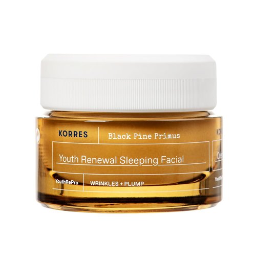 KORRES Black Pine Primus Youth Renewal Sleeping Facial - Overnight Wrinkle Cream with Collagen | 1.35 Fl Oz
