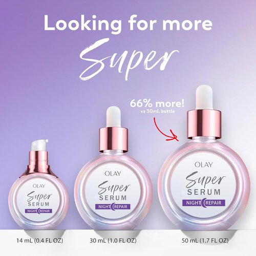 Olay Super Serum Night Repair - Fragrance-Free 5-in-1 Formula with Niacinamide & Peptides | 1.7 Oz