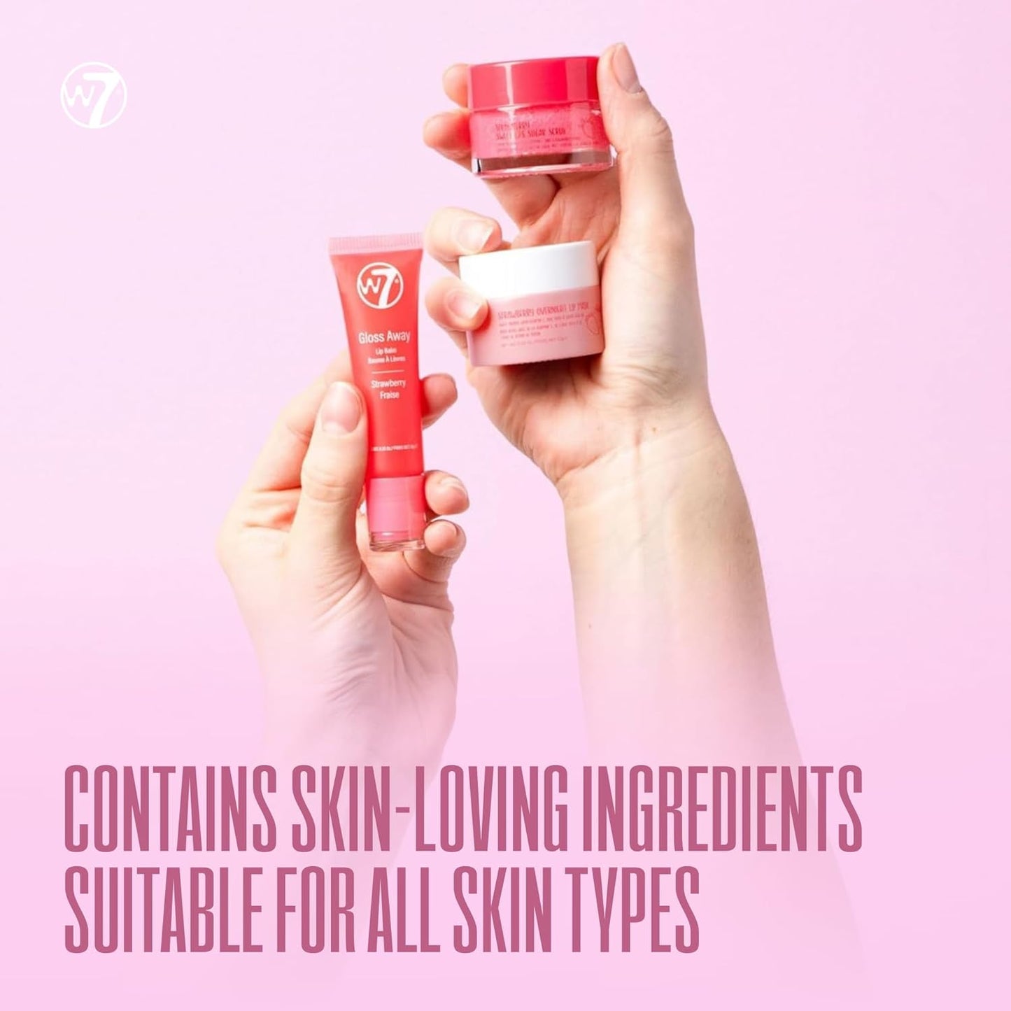 W7 Sweet Dreams Lip Care Gift Set - Overnight Mask, Balm & Scrub | Strawberry Flavor