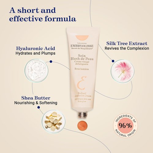 Embryolisse Radiant Complexion Cream - Illuminating Makeup & Moisturizer with Hyaluronic Acid & Shea Butter | 1.01 Fl. Oz.