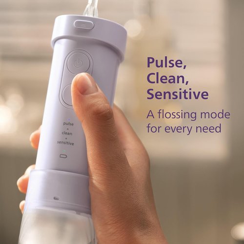 Philips Sonicare Compact Flosser 1000 - Portable Water Flosser with 3 Modes | IPX7 Waterproof, Purple
