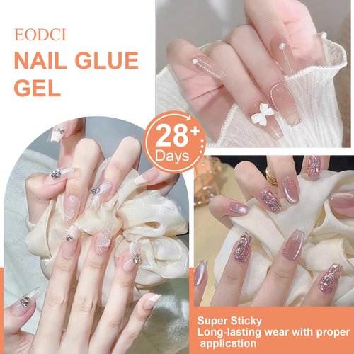 EODCI Soft Gel Nail Tips Glue Gel Solid Nail Glue Gel 20ml Lamp Curing Needed Solid Soak Off Glue Super Strong Nail Glue Gel for Acrylic Nails Extension Fake Nails Press On Nails