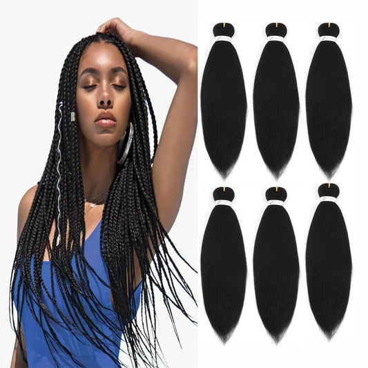 AIBEISI Braiding Hair,3 Packs 26 Inch - Professional Two Tone Prestretched Hair For Knotless Braiding Crochet Hair, Yaki Texture, Professional Itch Free Synthetic Hair Extension For Women,(1B)