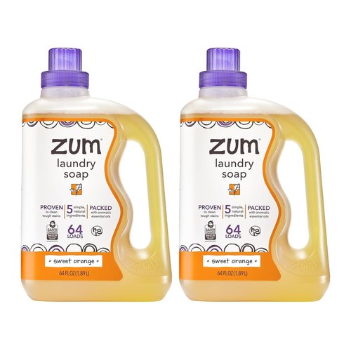 Indigo Wild Zum Laundry Soap - Plant-Based Liquid with Baking Soda & Essential Oils - Sweet Orange, 64 fl oz (2 Pack)