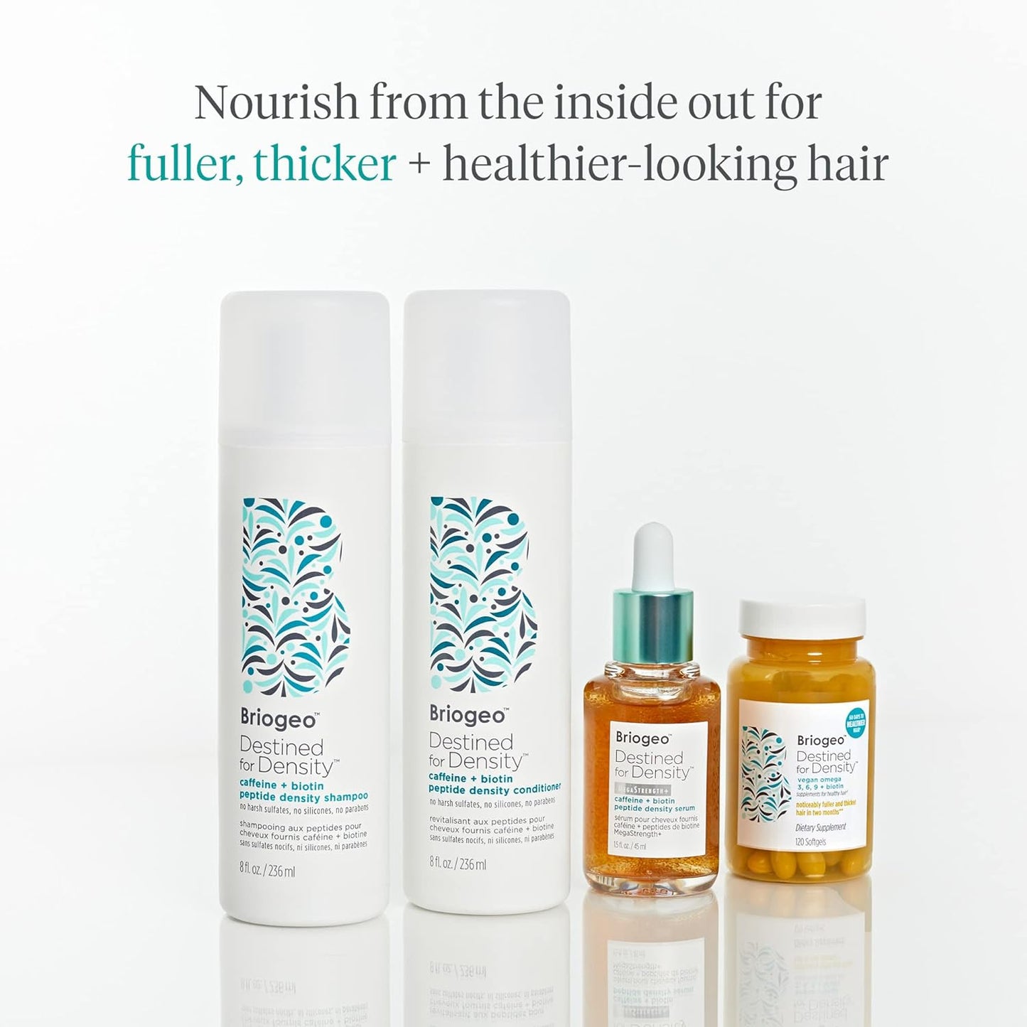 Briogeo Destined For Density Caffeine + Biotin Peptide Density Shampoo, Increases Hair Thickness, Volume and Density for Fine or Thinning Hair, Vegan, Cruelty-Free