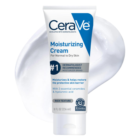 CeraVe Moisturizing Cream, Body and Face Moisturizer for Dry Skin, Body Cream with Hyaluronic Acid and Ceramides, Daily Moisturizer, Oil-Free, Fragrance Free, Non-Comedogenic, 19 Ounce