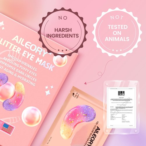 AILEORY Under Eye Patches (24 Pairs) - New Tri-color Glitter Eye Gel Pads for Dark Circles Puffy Eyes,Under eye Bags,Wrinkles|Natural Collagen Under Eye Mask Patches, Gel Under Eye Patches