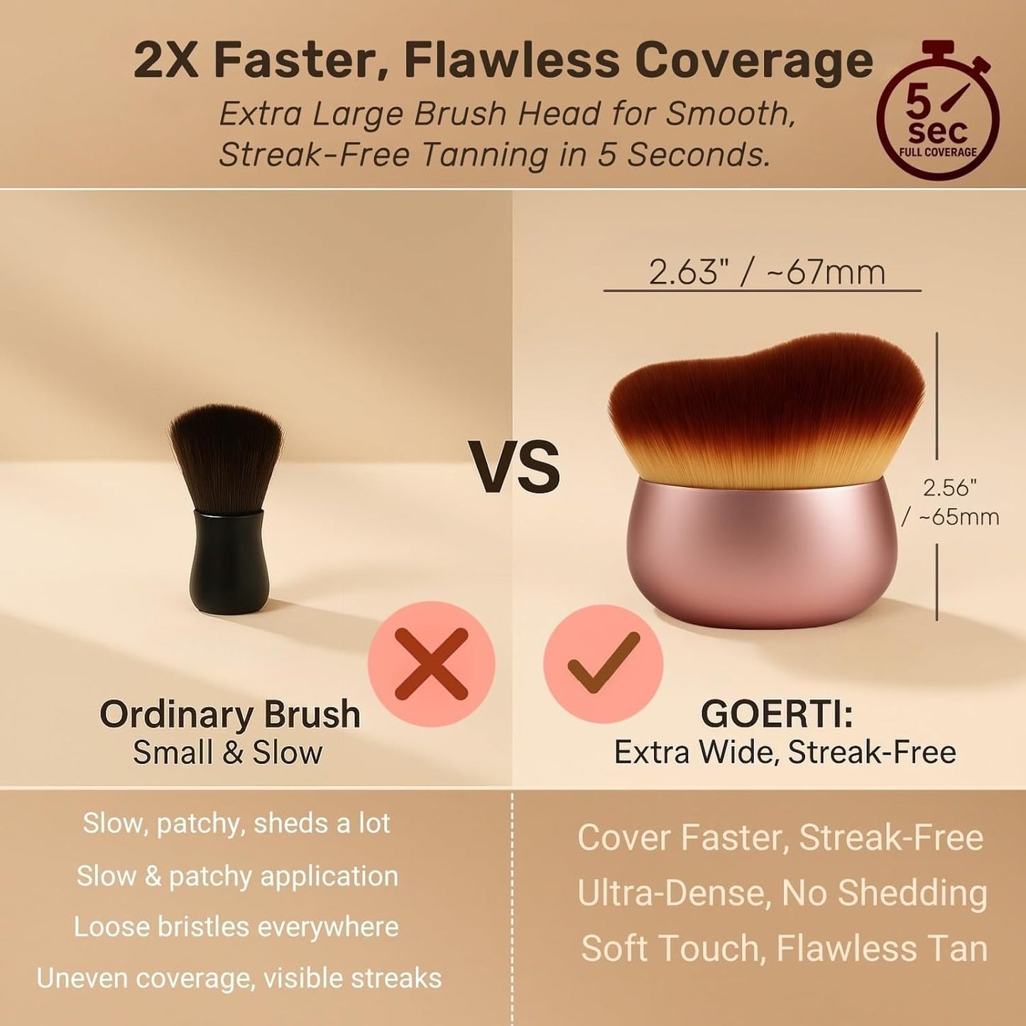 Skiennix Self Tanner Brush - Extra Large Kabuki Applicator for Streak-Free Tanning | Flawless Coverage on Body & Face