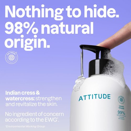 ATTITUDE Liquid Hand Soap - EWG Verified, Plant-Based, Vegan, Unscented | 16 Fl Oz (Pack of 3)