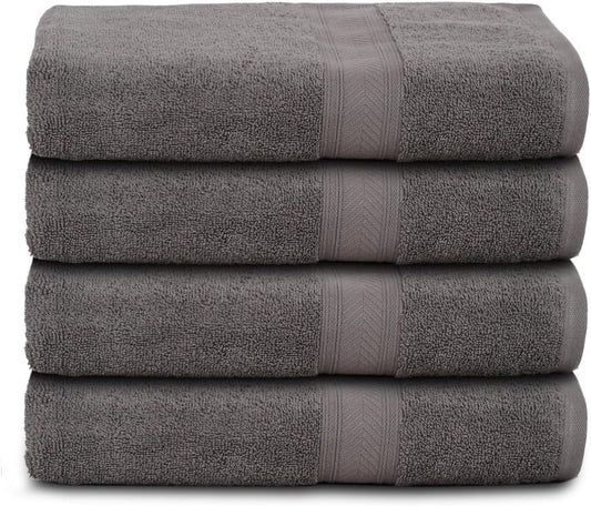 Casa Lino 4 Pack Bath Towels (27x54), 100% Pure Cotton, Luxury Bath Towels, Lightweight & Highly Absorbent, Quick Drying Towels for Bathroom, for Daily Use Bathroom, Charcoal