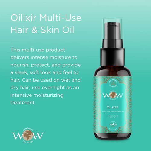 MKS Eco WOW Oilixir - Multi-Use Hair & Skin Oil with Halcyon Scent | 2 fl oz - Vegan & Cruelty-Free, No Harsh Additives