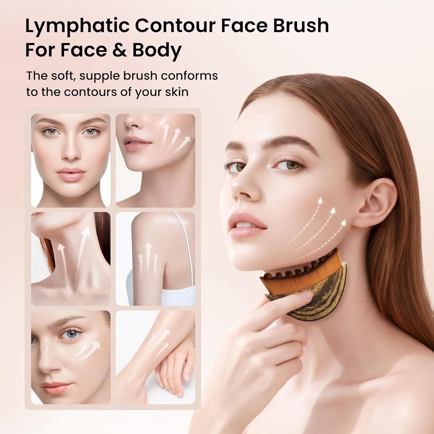 Skiennix Lymphatic Facial Contour Brush - Lift, Sculpt & Depuff for Glowing Skin - 1 Piece Massage Tool