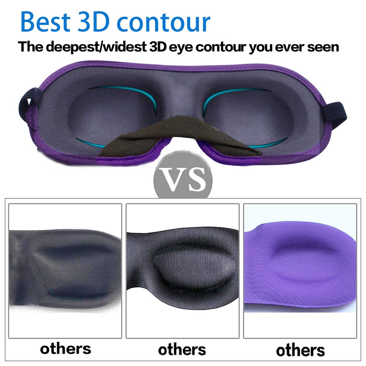 REEBENT 3D Eye mask for Sleeping,Machine Washable, Sleep Mask for Women, Blinder Blindfold Airplane (black+navy)