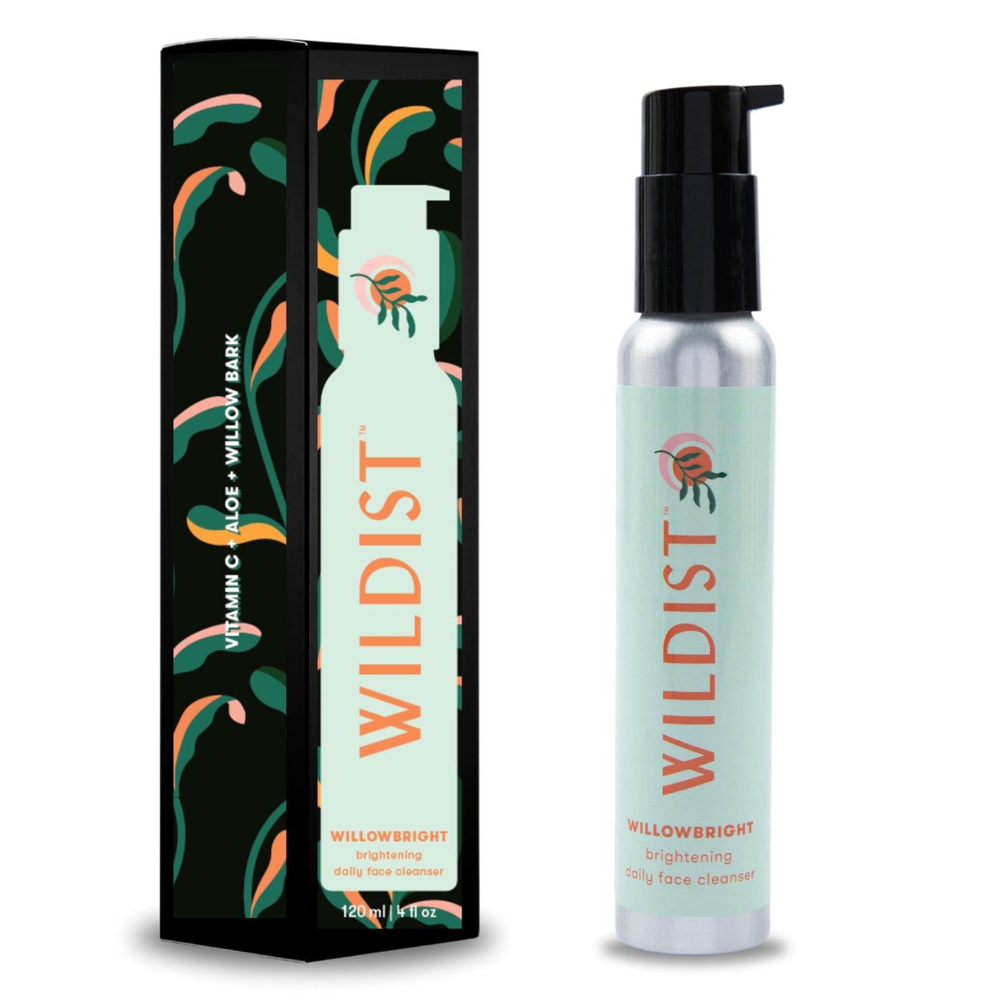 Wildist Daily Face Wash for Women & Men, Face Cleanser with Vitamin C, Aloe, Willowbark, Cruelty Free, Vegan, Willowbright- Citrus Scent, 4 Fl Oz