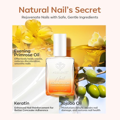 modelones Nail Strengthener and Growth Nail Polish Nail Repair for Damaged Nails Strengthening Polish Gel Ridge Filler for Nails 15ml for Nail Art