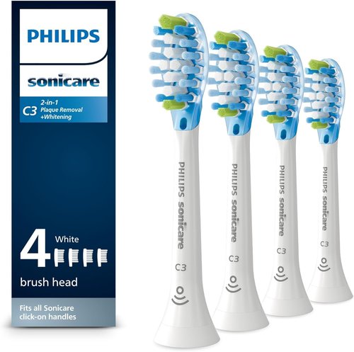Philips Sonicare C3 Replacement Electric Toothbrush Heads - 4 Pack for One Year Supply, White | HX9044/65