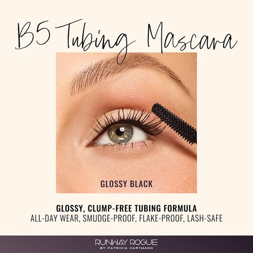 Runway Rogue B5 Tubing Mascara - Clump-Free, Smudge-Free Formula for Dramatic Eyes | Glossy Black