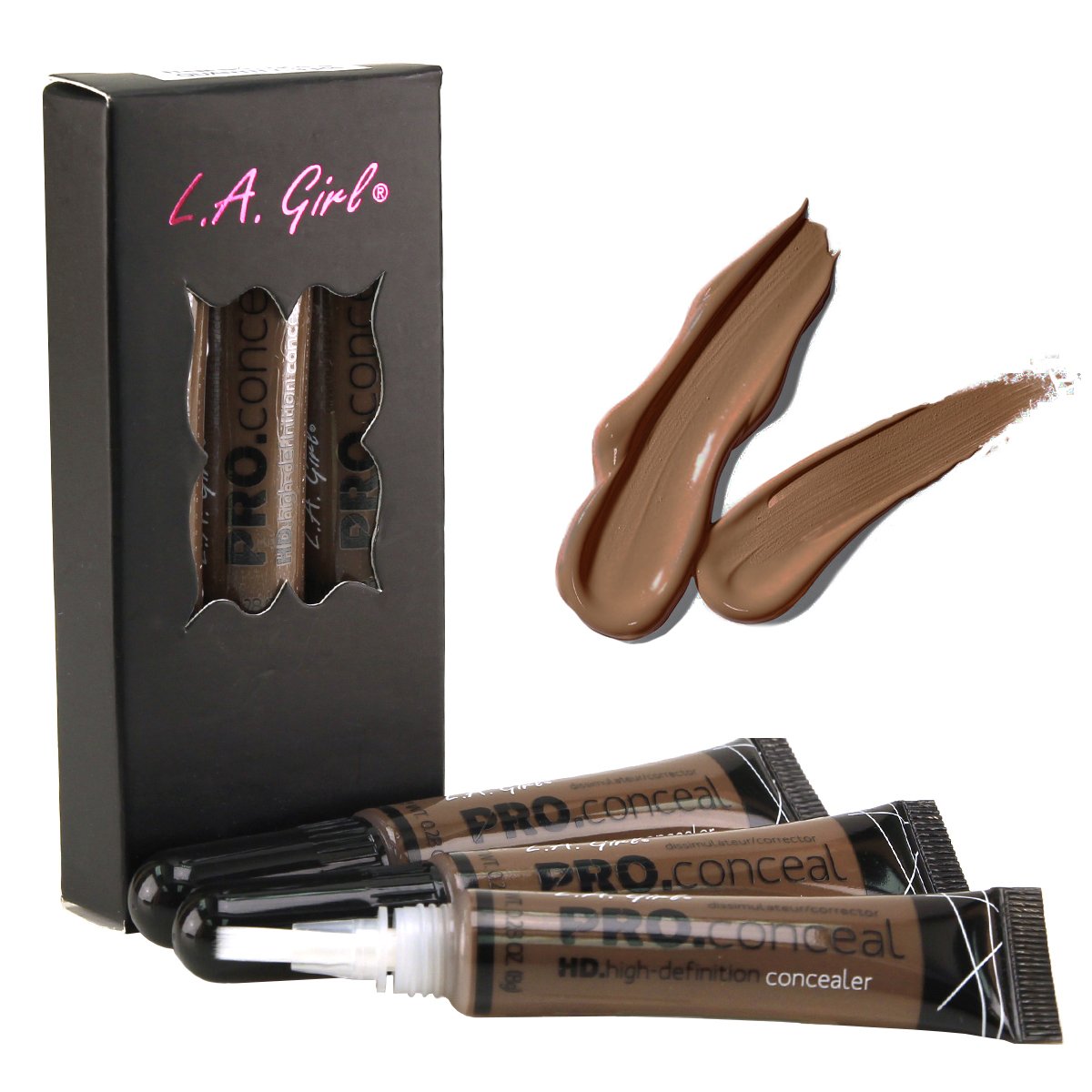 L.A. Girl Pro Conceal HD Concealer 0.28 oz, 8g (Pack of 3) - Mahogany