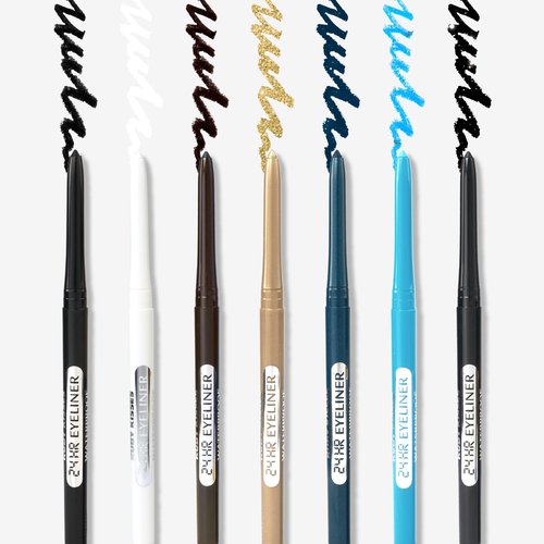 Ruby Kisses Pencil Eyeliner, Retractable Eyeliner, Waterproof, Smudge-Proof Eye Makeup, High Pigmented, 24H Long Lasting Eyepencil (4 Count, Very Black)