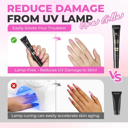 UNA GELLA Gel Nail Glue No U/V Light 15ml Super Strong Nail Glue for Press On Nails & Clear Acrylic Nails Tips Air-dry Strong-hold Formula
