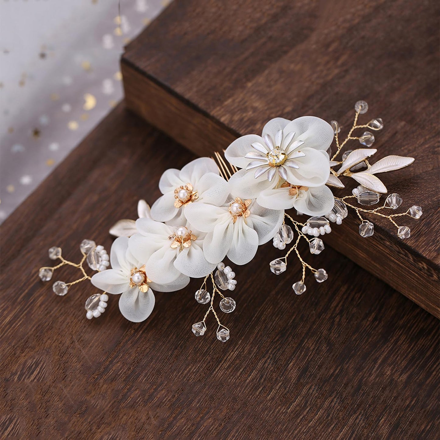 Handmade Bridal Headpiece - Sparkly Crystal Hair Comb and Rhinestone Hair Clips Hair Accessory for Women and Girls