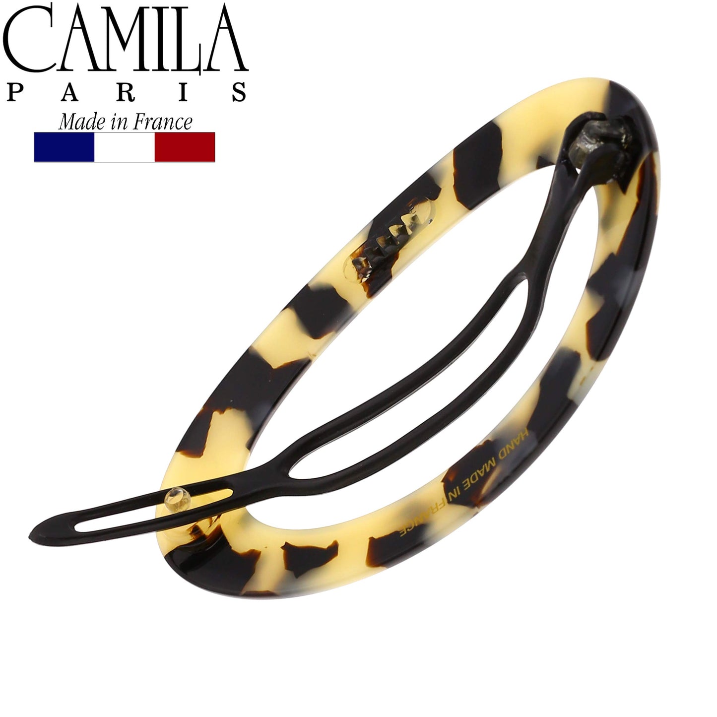 Camila Paris CP2803 French Hair Barrette Clip for Women, Handmade, Flow, Slide-in Metal-Free Closure, Strong Hold Grip Hair Clips for Girls, No Slip Durable Styling Hair Accessories, Made in France