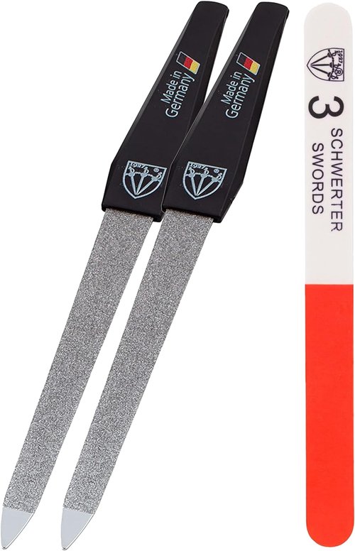 3 Swords Germany - Sapphire Metal Nail File Set | 2-Piece with 3-Way Nail Buffer for Perfect Nail Care
