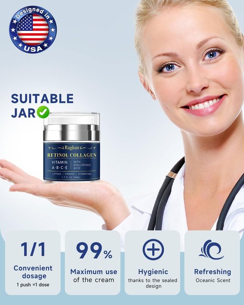 Ragkun Retinol Cream - Anti-Aging Facial Moisturizer for Women & Men | Collagen Neck Cream 1.7 fl. oz.