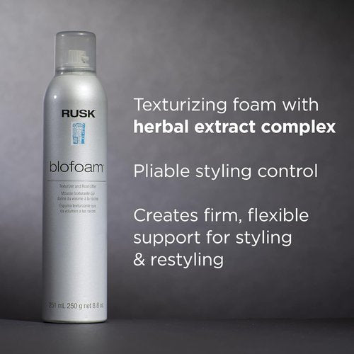RUSK Blofoam Extreme Texture & Root Lifter - Spray-On Texturizing Foam, 8.8 Oz | Professional Hair Styling