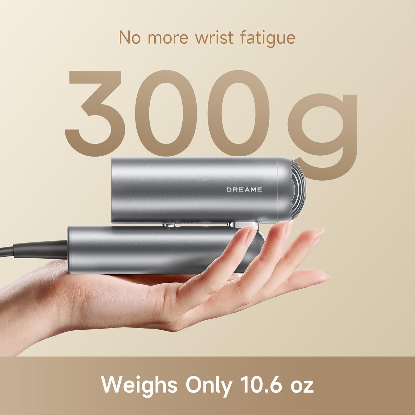 Dreame Pocket Pro Hair Dryer - 1300W Dual Voltage Travel Blow Dryer with Diffuser | Fast Drying, Low Noise