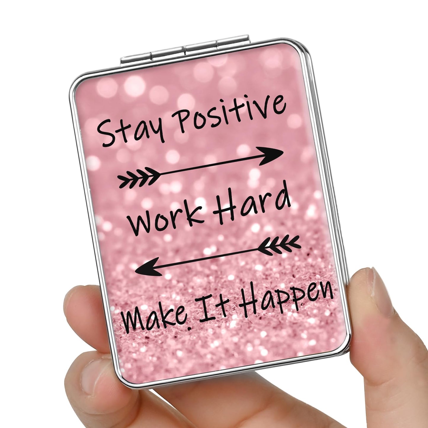 dcdcee Pocket Mirror, Small Travel Mirror with Magnification, Portable Double-Sided Magnifying Cosmetic Mirror for Daily (Positive)