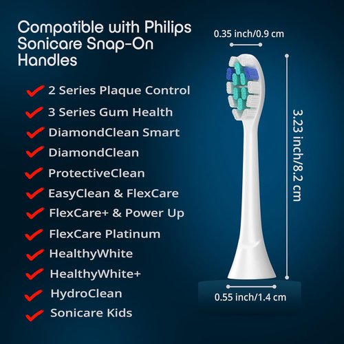 Philip Sonicare Replacement Toothbrush Heads - Pack of 8 Soft Dupont Bristles for Deep Cleaning & Gum Care