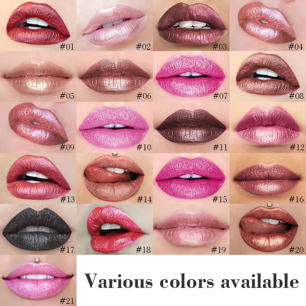 Kaely 2-in-1 Rose Gold Metallic Lipstick & Lip Liner - Long-Lasting, Waterproof Shimmer | Vegan Makeup, 04