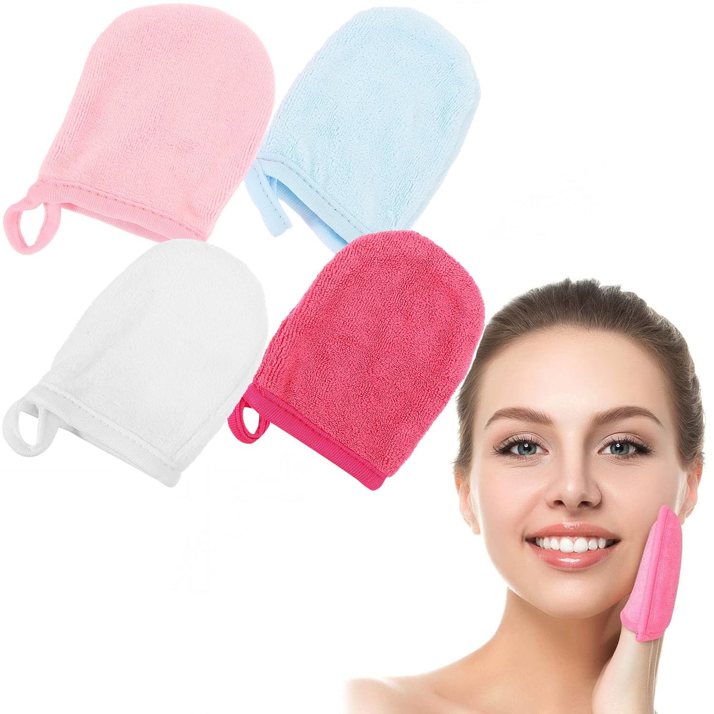 Skiennix Reusable Makeup Remover Pads - Gentle Microfiber Cleansing Cloths | Pack of 4 for All Skin Types
