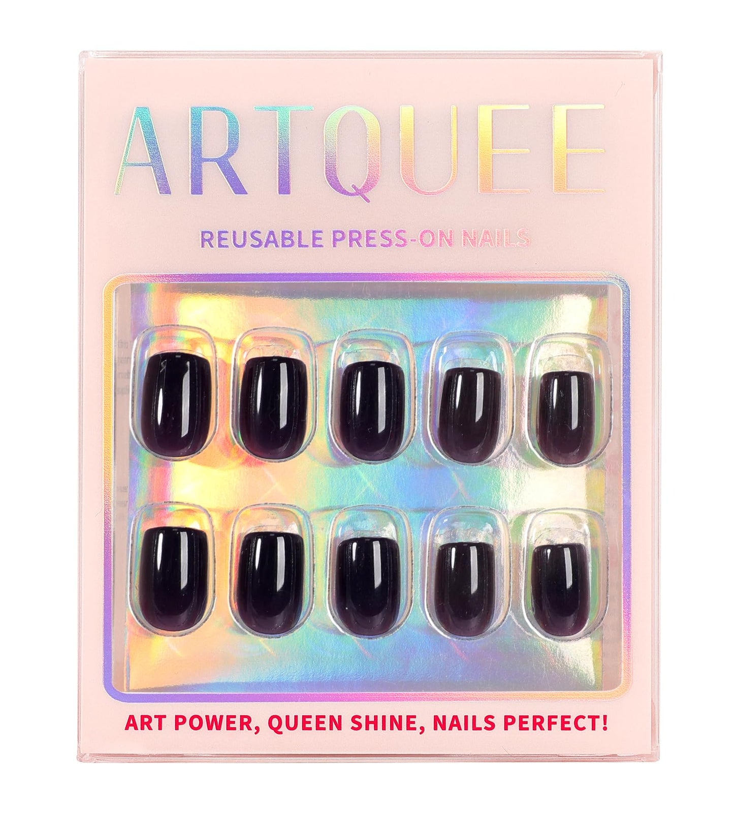 Artquee Press on Nails Short Soft Nude Square False Tips Glossy Reusable Fake Stick on Nails Kit for Women - 30 PCS 15 Sizes