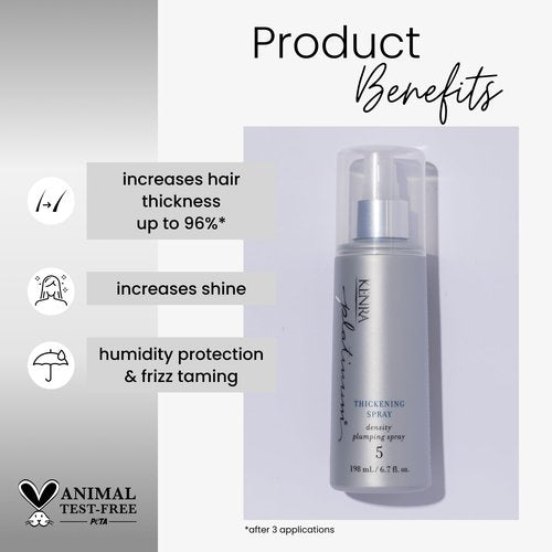 Kenra Professional Platinum Thickening Spray 5 | Volumizing Styler | Density Plumping Spray | Increases Hair Thickness Up To 96% | Humidity Protection & Frizz Taming | All Hair Types | 6.7 fl. oz