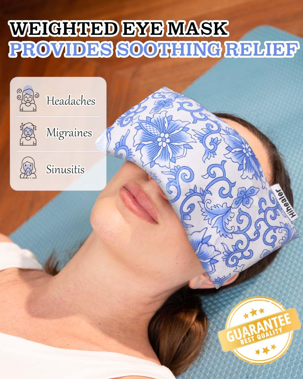 Lavender Eye Mask for Sleeping - Weighted Eye Pillow Heated for Headache, Sinus, Dry Eyes Relief, Moist Heat Eye Compress for Yoga, Meditation - Relaxation Gifts for Women