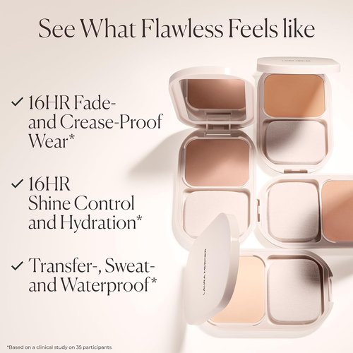 Laura Mercier Real Flawless Powder Foundation - Sheer to Medium Coverage, 16 HR Wear, Hydrating & Shine Control, Weightless Compact