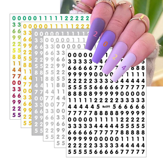 Colorful Number Nail Art Stickers Decals 6 Sheets，3D Holographic Luxury Laser Gold Silver Nail Stickers Rose Gold Black Number Nail Designs Self-Adhesive for Women Girls DIY Nail Decoration Manicure