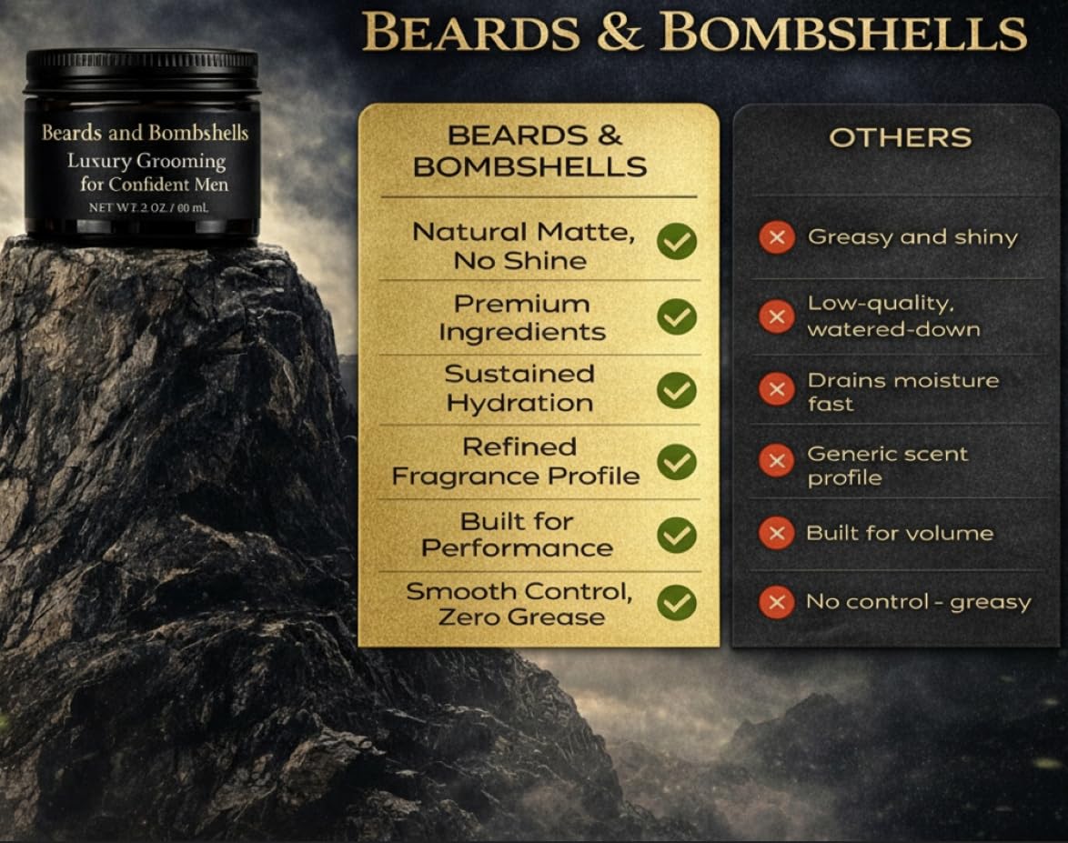 Beards & Bombshells Hydrating Beard Butter - Light Whipped, Non-Greasy Formula for Softening Hair & Taming Frizz (Hollywood Reserve)