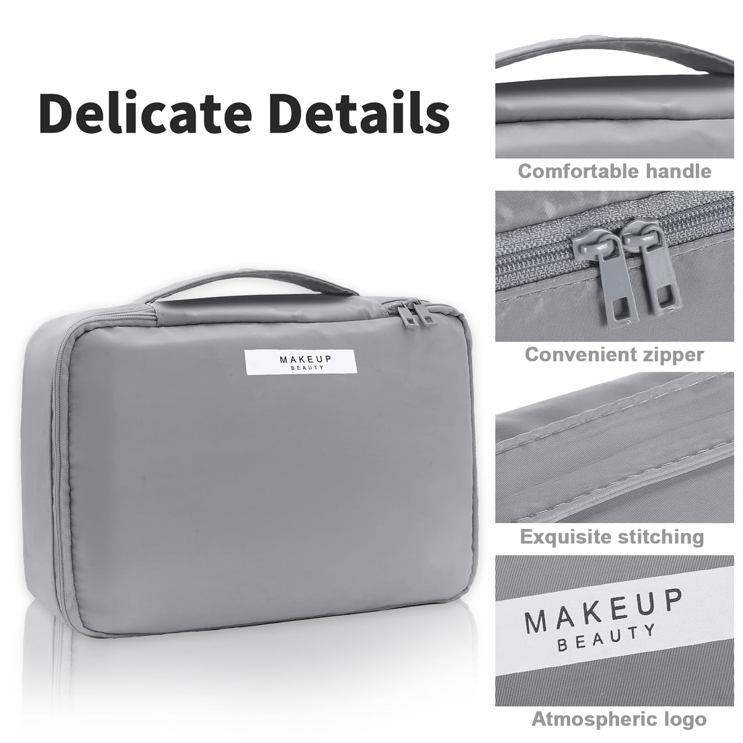 Travel Makeup Bag Cosmetic Bag Makeup Bag Toiletry bag for women and men (Grey-3pcs)