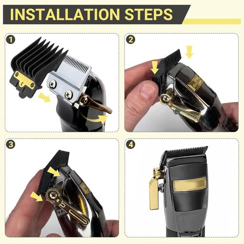 BaBylissPRO Clipper Guards - 8 Pack Replacement Set for FX870, FX880, FX825, FX673, FX899 | Adjustable Cutting Lengths 1/16'' to 3/4'', Black